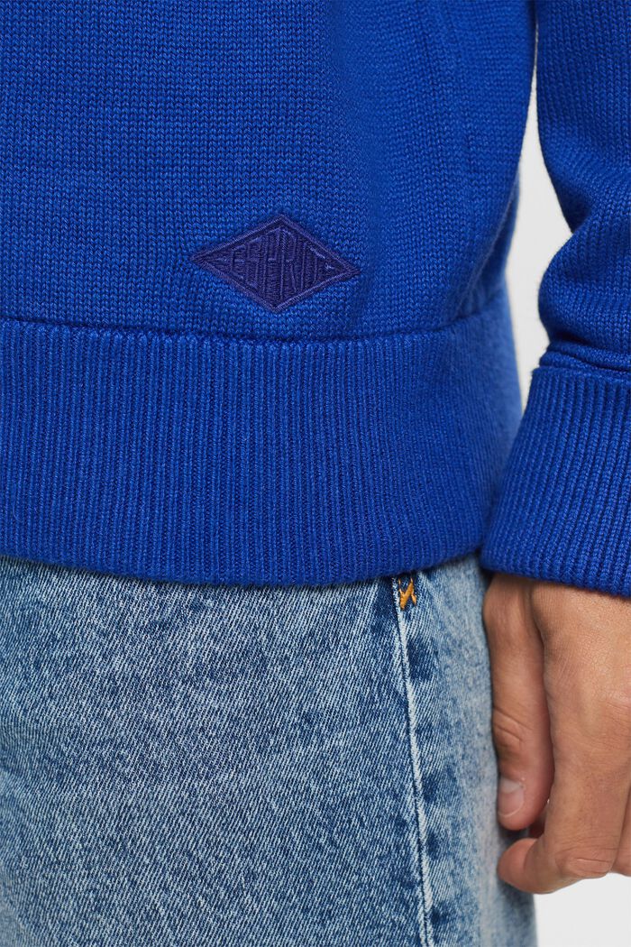 Jersey de algodón con cuello redondo, BRIGHT BLUE, detail image number 1