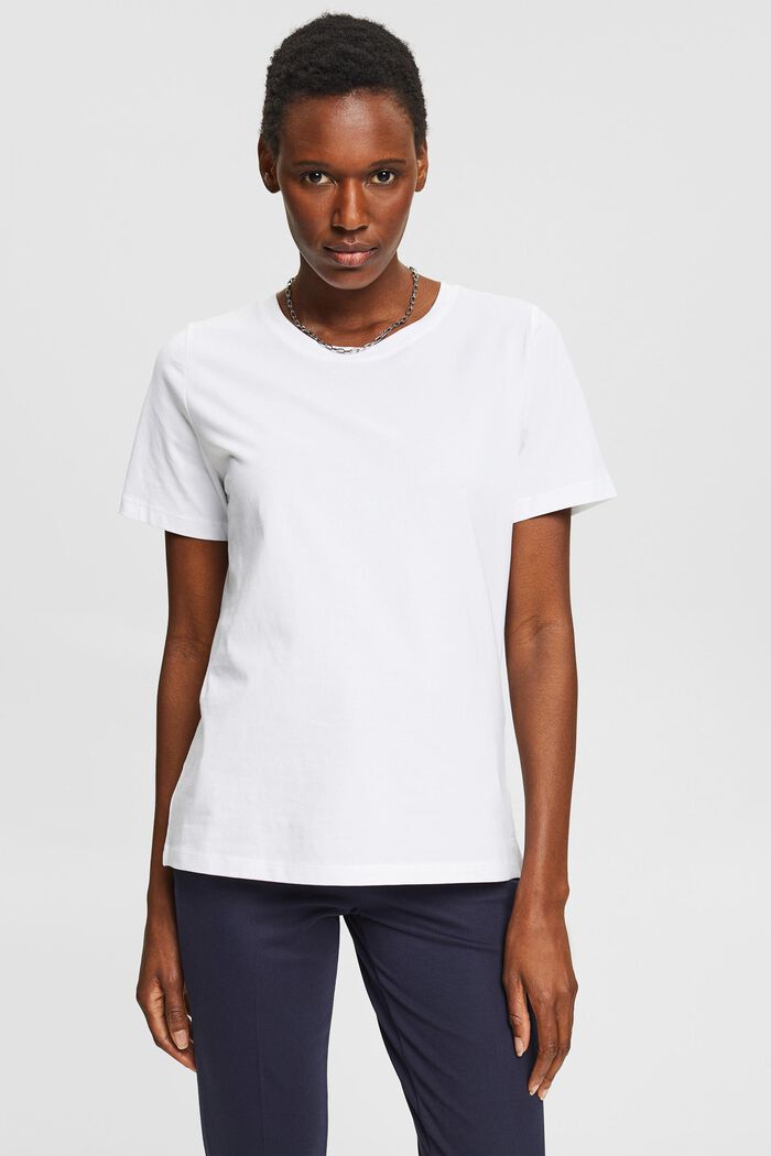 Camiseta básica en 100 % algodón ecológico, WHITE, detail image number 0