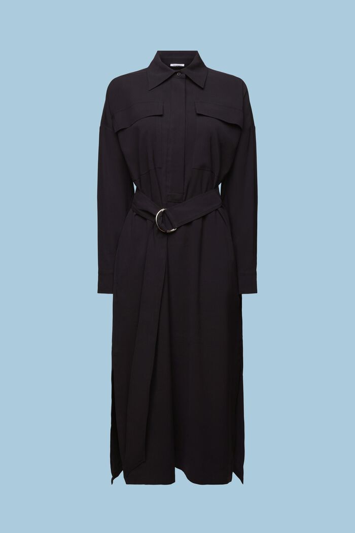 Vestido midi estilo militar, BLACK, detail image number 6