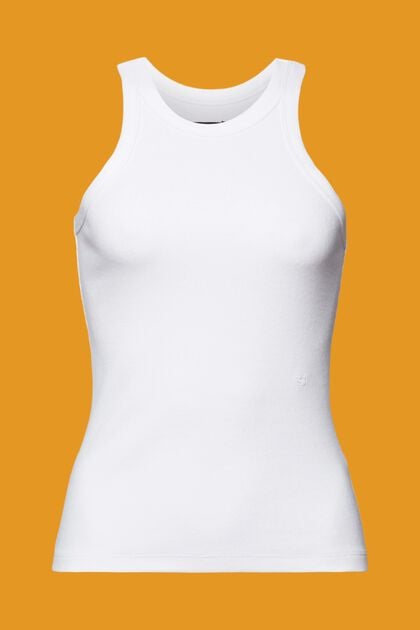 Camiseta de tirantes acanalada, WHITE, overview