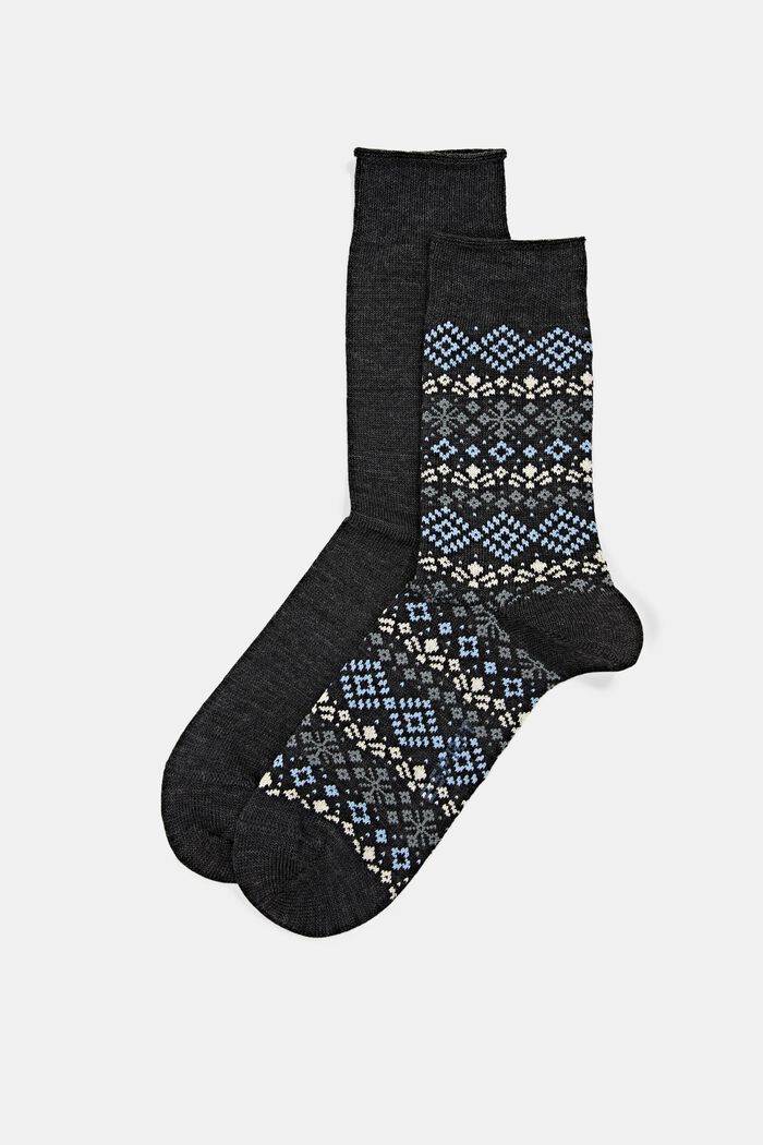 Pack de 2 pares de calcetines con diseño noruego, ANTHRACITE MELANGE, detail image number 0