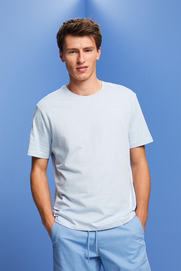 Camiseta de punto con estampado por detrás, 100% algodón, PASTEL BLUE, detail image number 0