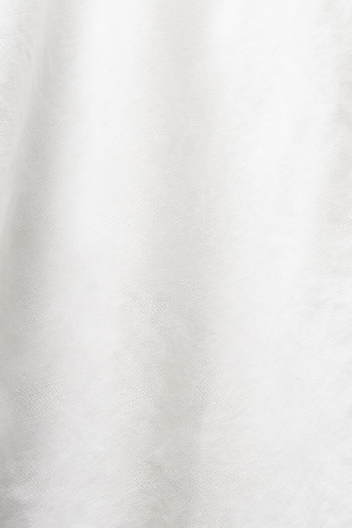 Vestido camisero de lino y algodón con cinturón, OFF WHITE, detail image number 4