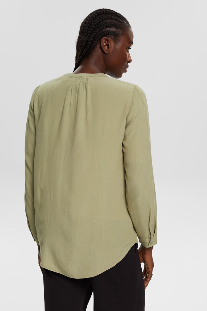 Blusa con cuello en pico realizada en viscosa LENZING™ y ECOVERO™, LIGHT KHAKI, detail image number 3