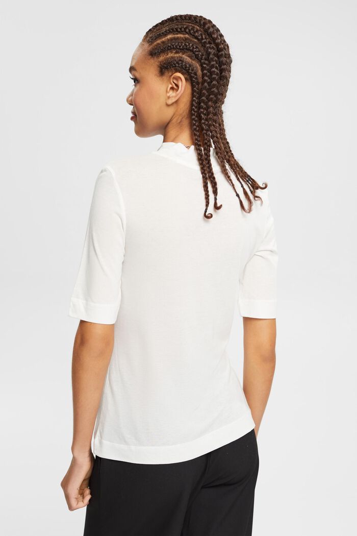 Con TENCEL™: camiseta con cuello mao, OFF WHITE, detail image number 5