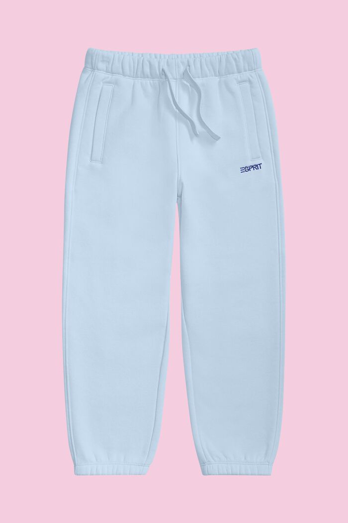Pantalones deportivos en mezcla de algodón con logotipo, PASTEL BLUE, detail image number 1