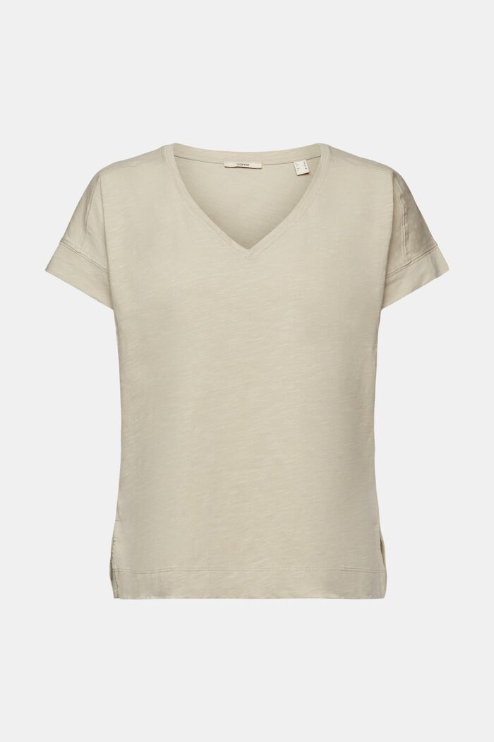 Camiseta de algodón con cuello en pico, DUSTY GREEN, detail image number 6