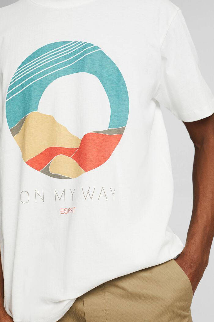 Camiseta confeccionada en algodón ecológico con estampado, OFF WHITE, detail image number 1
