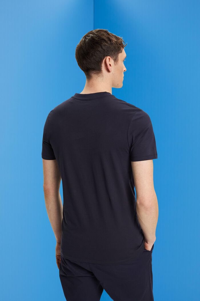Camiseta entallada de algodón con cuello en pico, NAVY, detail image number 3