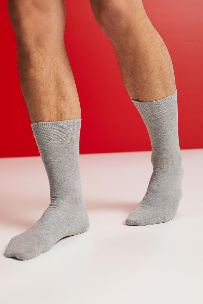 Pack de 2 pares de calcetines con estampado de puntos, de algodón ecológico, NEW GREY/BLUE, detail image number 1