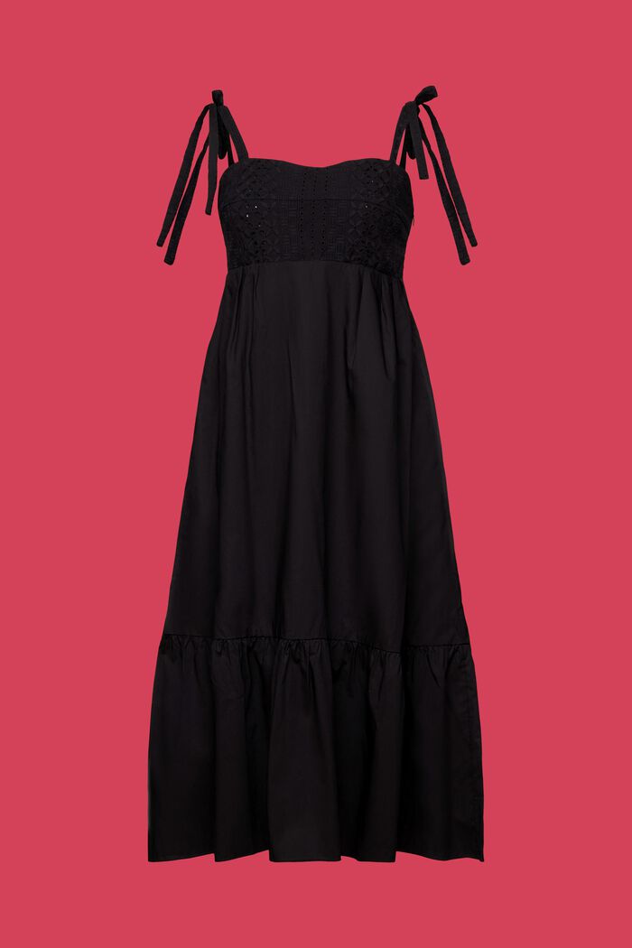 Vestido midi con bordado, LENZING™ ECOVERO™, BLACK, detail image number 5