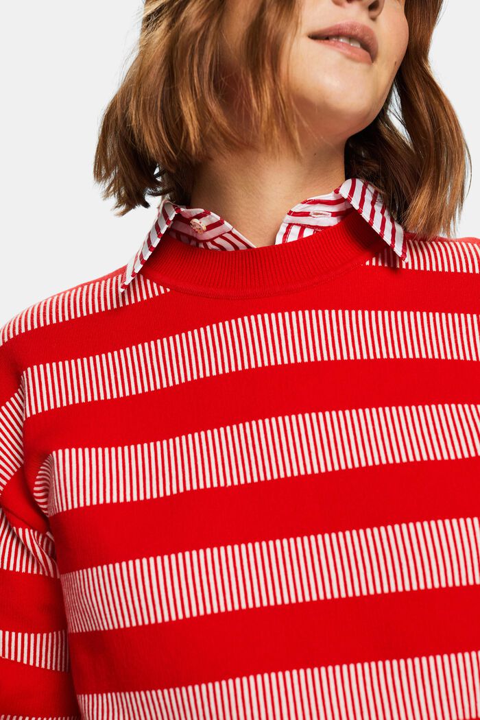 Jersey de cuello redondo, rayas y estilo jacquard, RED, detail image number 3