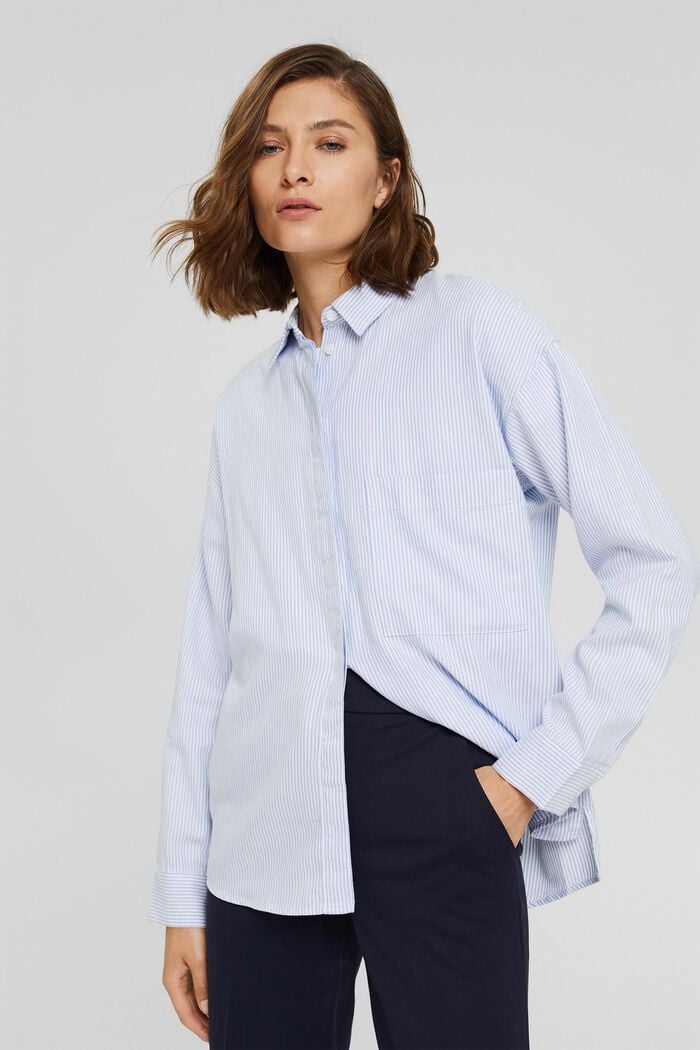 Blusa camisera en 100 % algodón ecológico, PASTEL BLUE, detail image number 0