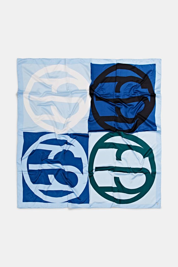 pañuelo con acabado satinado y monograma, GREY BLUE, detail image number 2