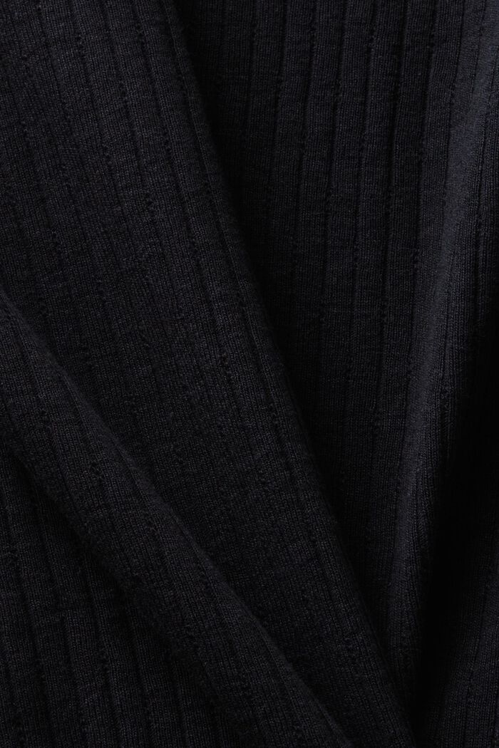 Top de cuello de pico con diseño calado, BLACK, detail image number 5