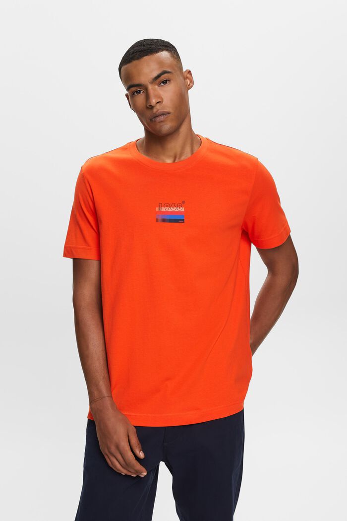 Camiseta de tejido jersey con estampado, 100% algodón, BRIGHT ORANGE, detail image number 0