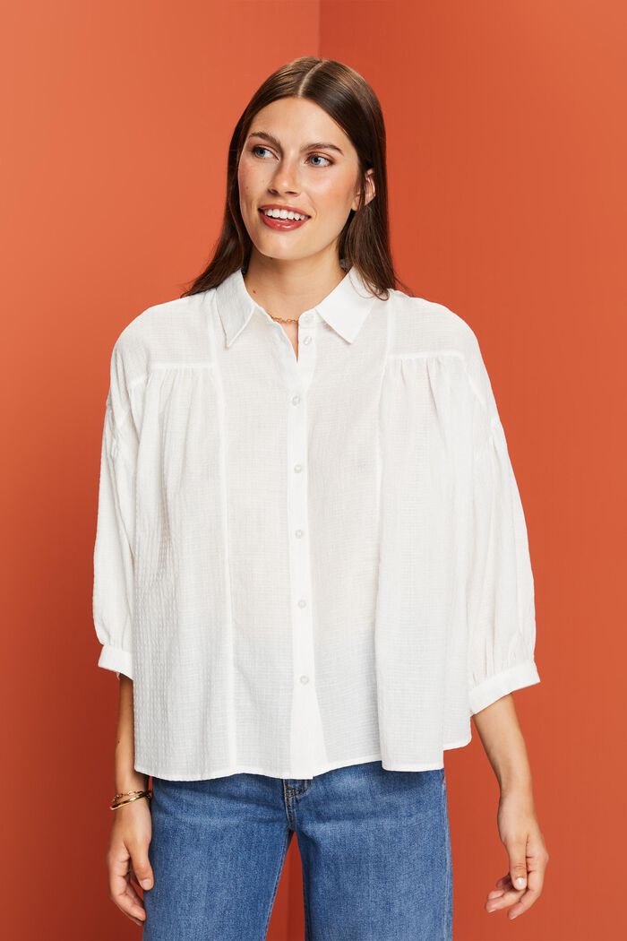 Blusa oversize, 100% algodón, WHITE, detail image number 0