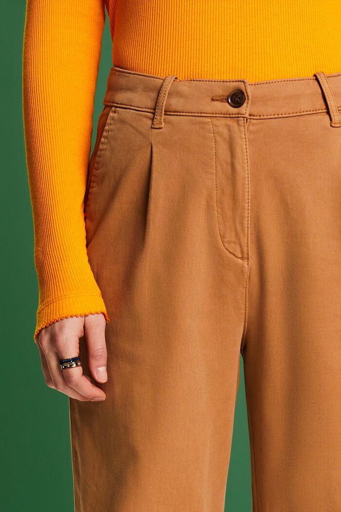 Pantalones chinos de corte ancho y tiro alto, CARAMEL, detail image number 1