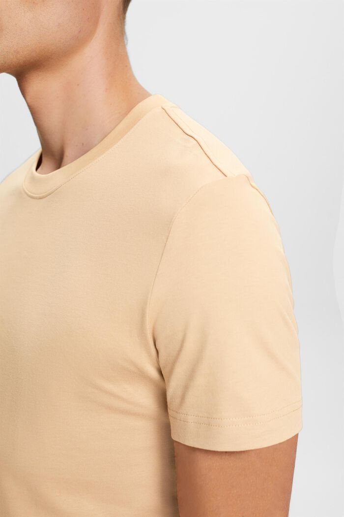 Camiseta de cuello redondo en tejido jersey de algodón Pima, BEIGE, detail image number 2