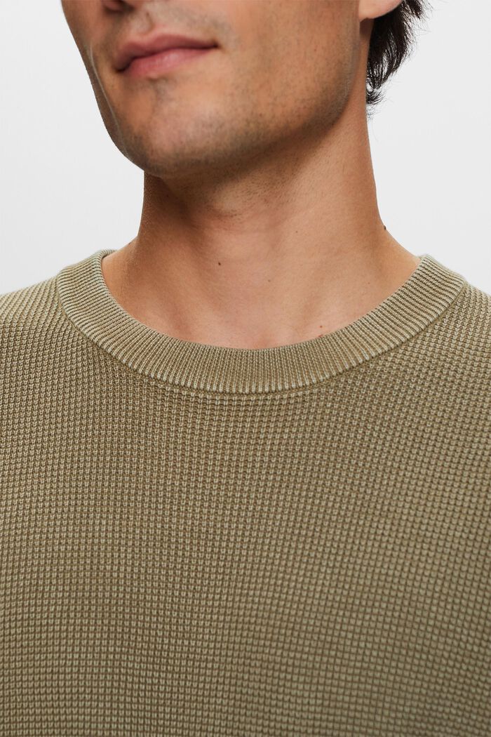 Jersey básico de cuello redondo, 100% algodón, KHAKI GREEN, detail image number 2
