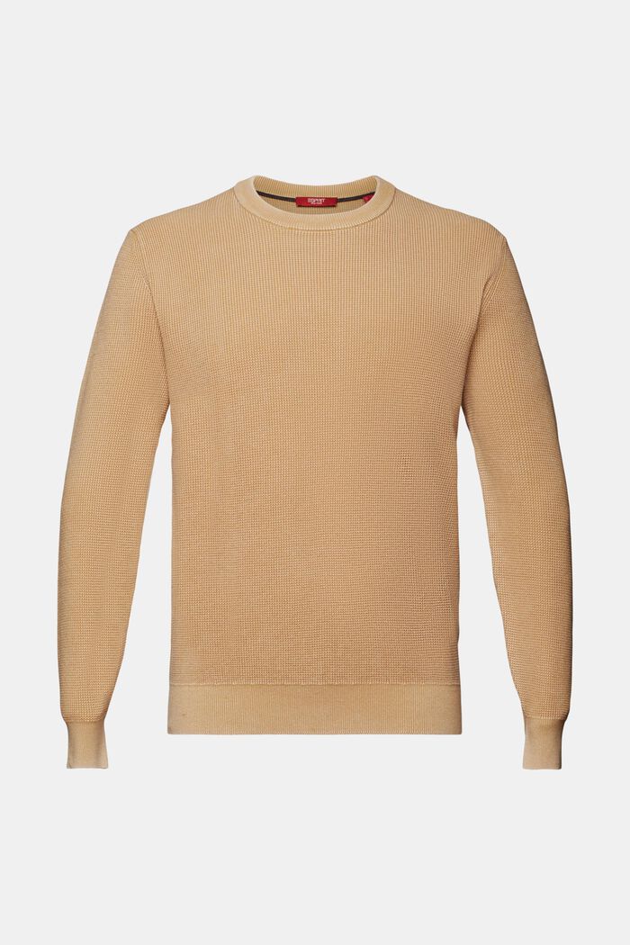 Jersey básico de cuello redondo, 100% algodón, BEIGE, detail image number 5