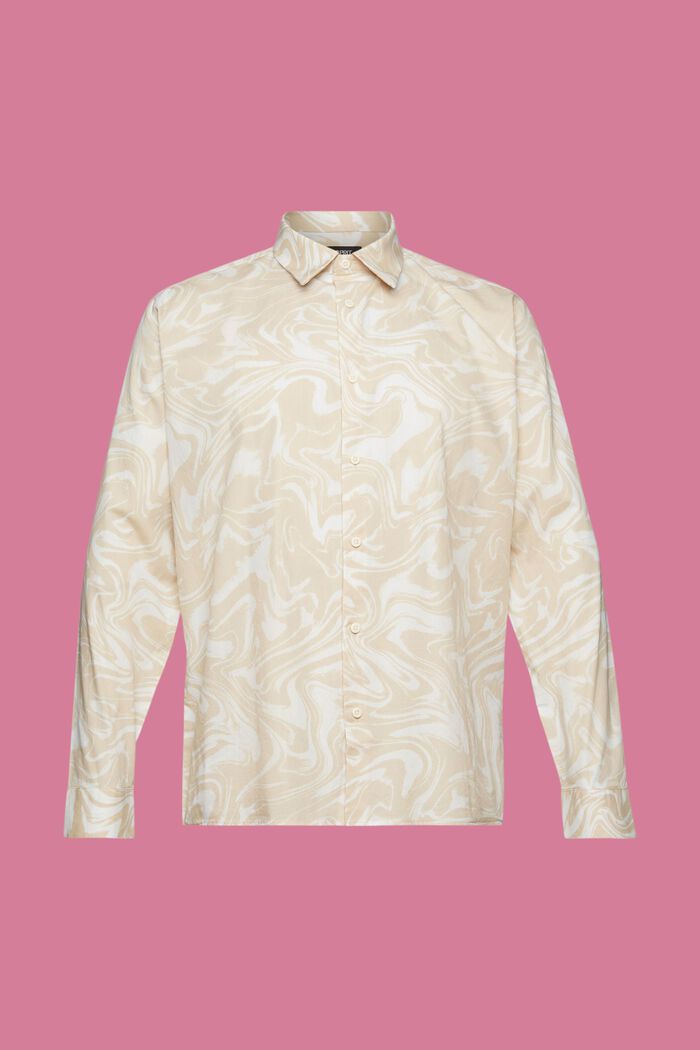 Camisa con estampado ondulado de estilo retro, OFF WHITE, detail image number 5