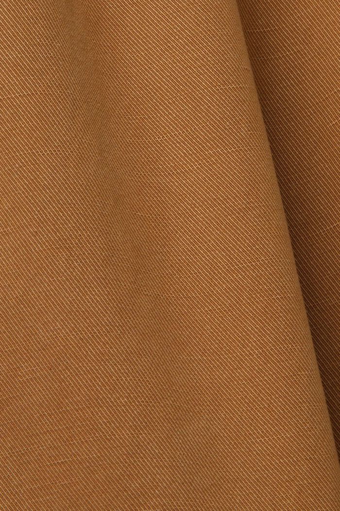 Pantalones con lino y diseño con tiro alto y perneras anchas de largo tobillero, PALE KHAKI, detail image number 4