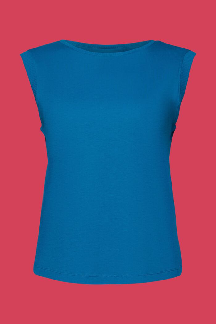 Camiseta de tirantes con diseño corto, 100% algodón, DARK TURQUOISE, detail image number 6