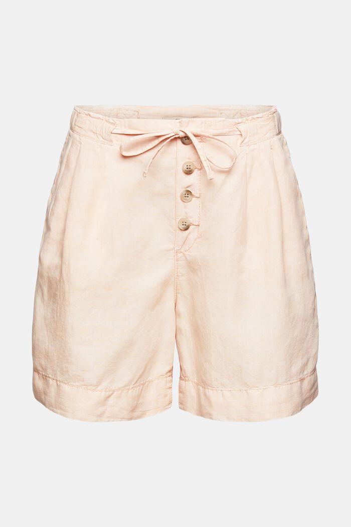 Con lino: pantalones cortos con tira de botones, NUDE, detail image number 3