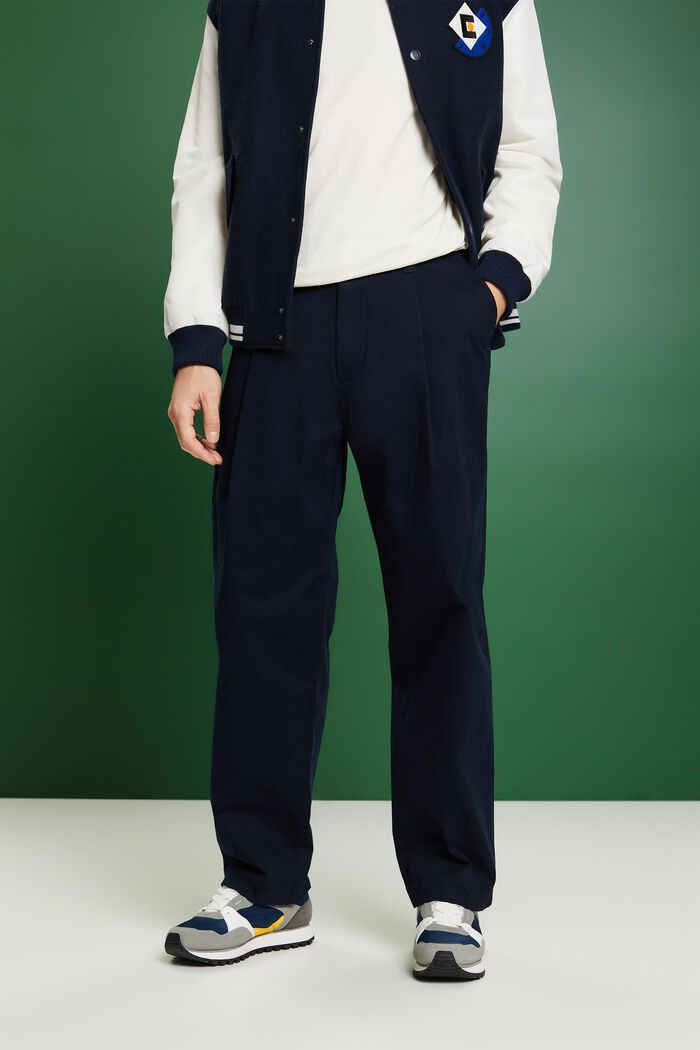 Pantalón chino de pernera amplia, NAVY, detail image number 0