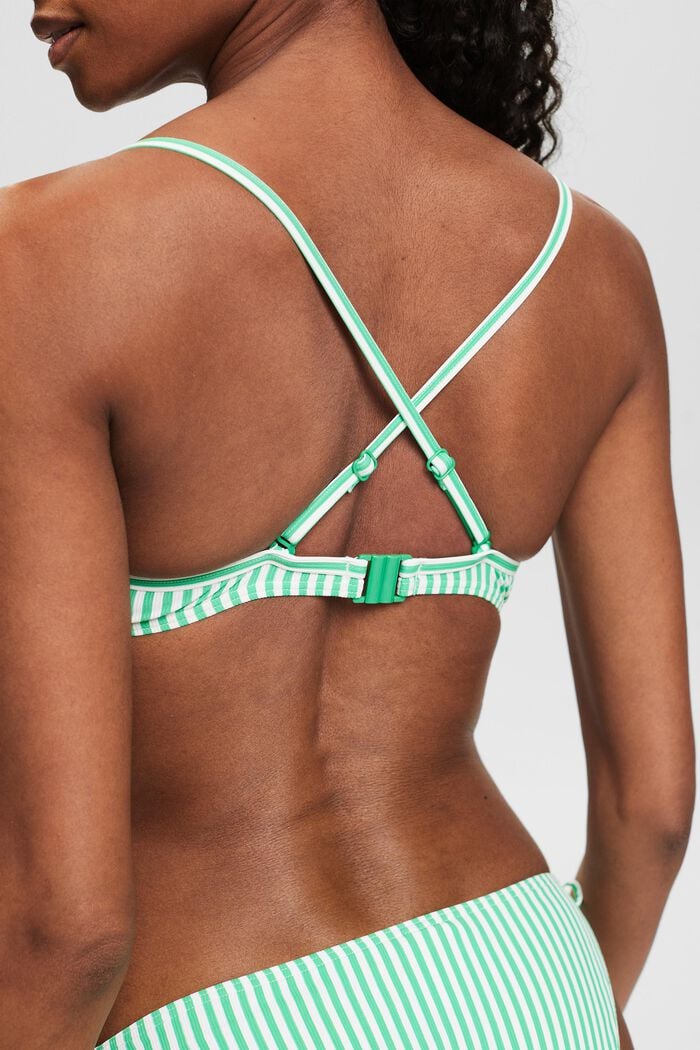 Top de bikini con relleno y diseño de rayas, GREEN, detail image number 1