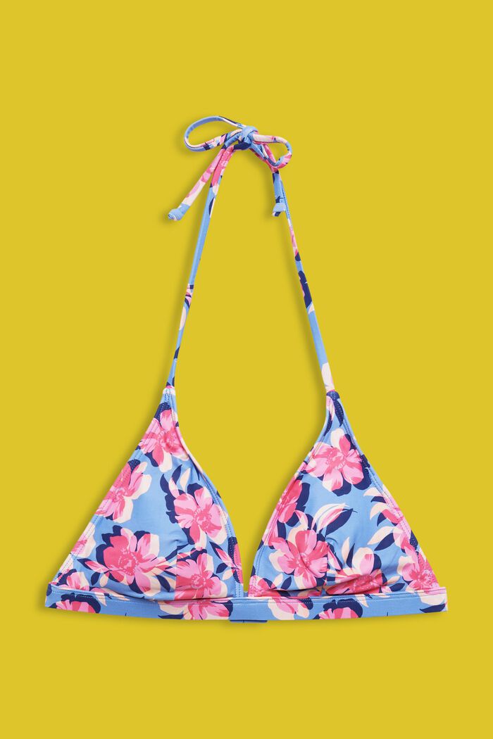 Top de bikini con relleno reciclado y tirantes al cuello, LIGHT BLUE LAVENDER, detail image number 4