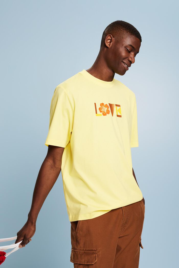 Camiseta unisex estampada de algodón Pima, PASTEL YELLOW, detail image number 0