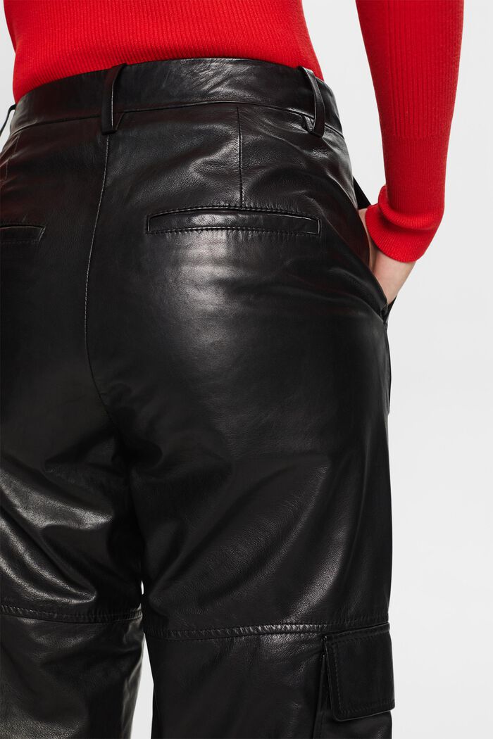 Pantalón cargo de piel, BLACK, detail image number 4