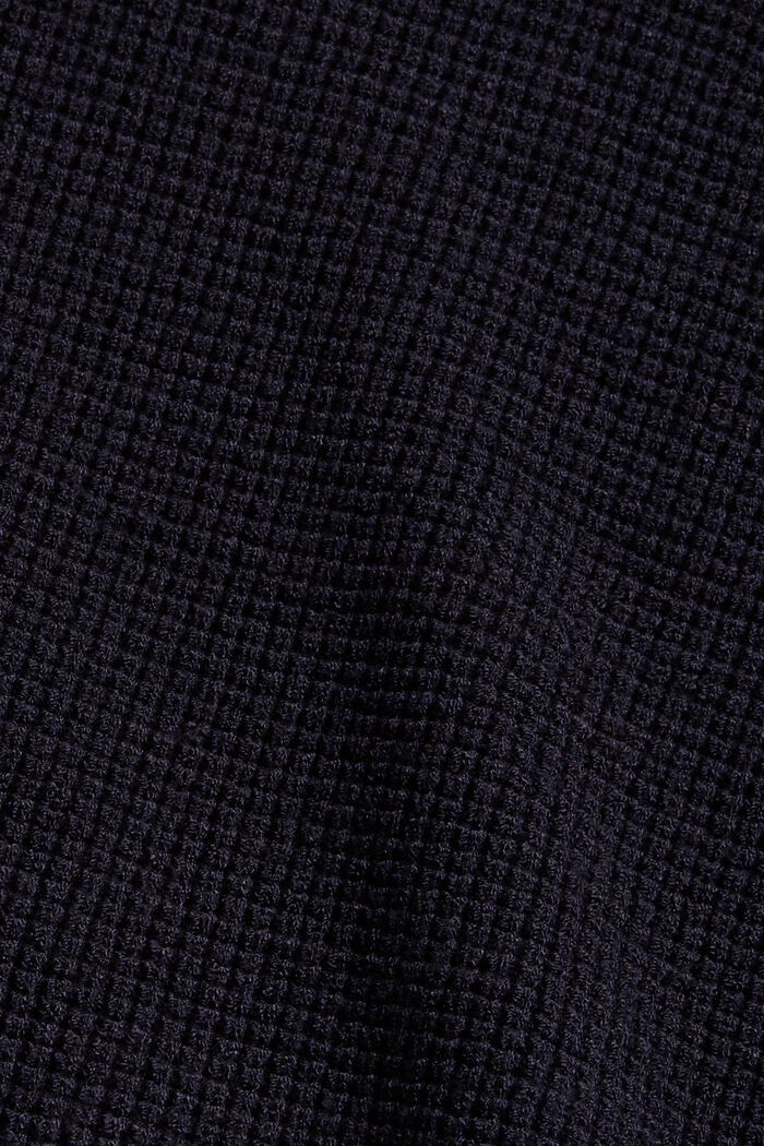 Jersey con textura y escote en pico, NAVY, detail image number 4