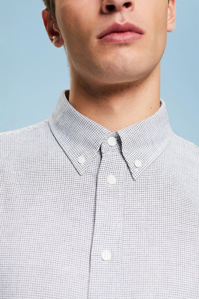 Mini camisa de cuadros de algodón de corte normal, WHITE, detail image number 3