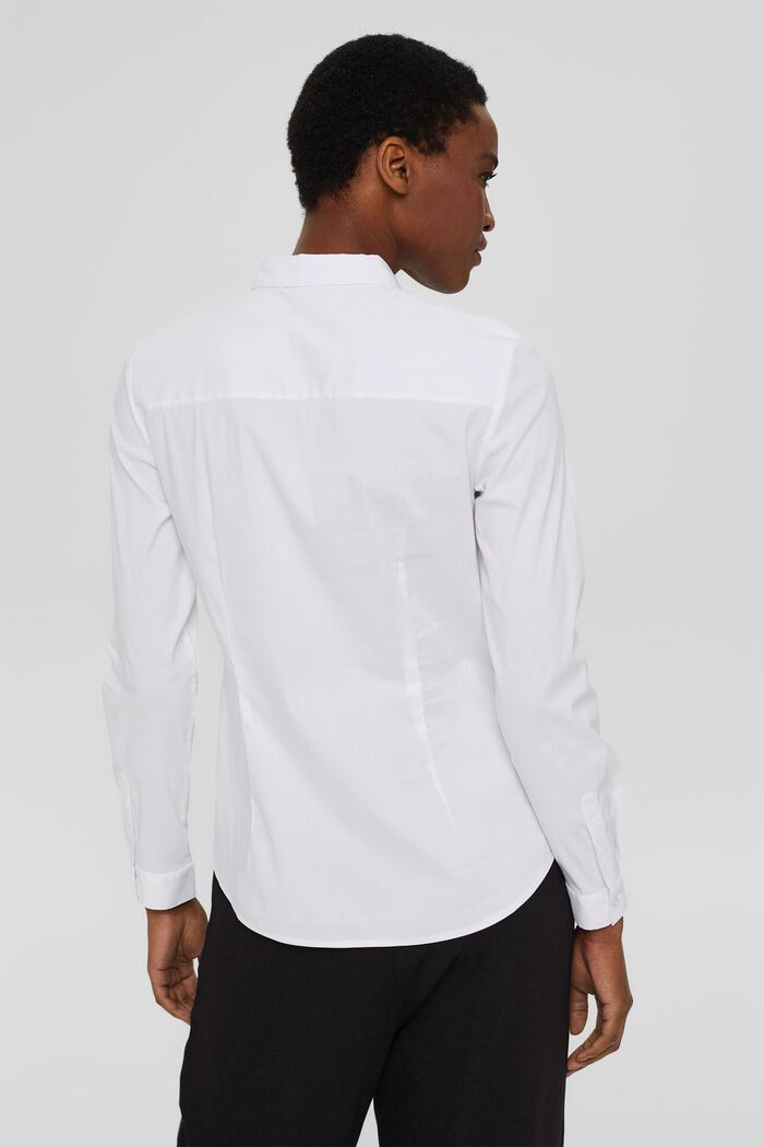 Blusa camisera elástica y entallada, WHITE, detail image number 3