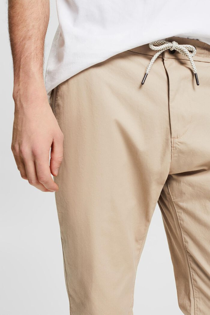 Pantalones chinos ligeros con cordón, LIGHT BEIGE, detail image number 0