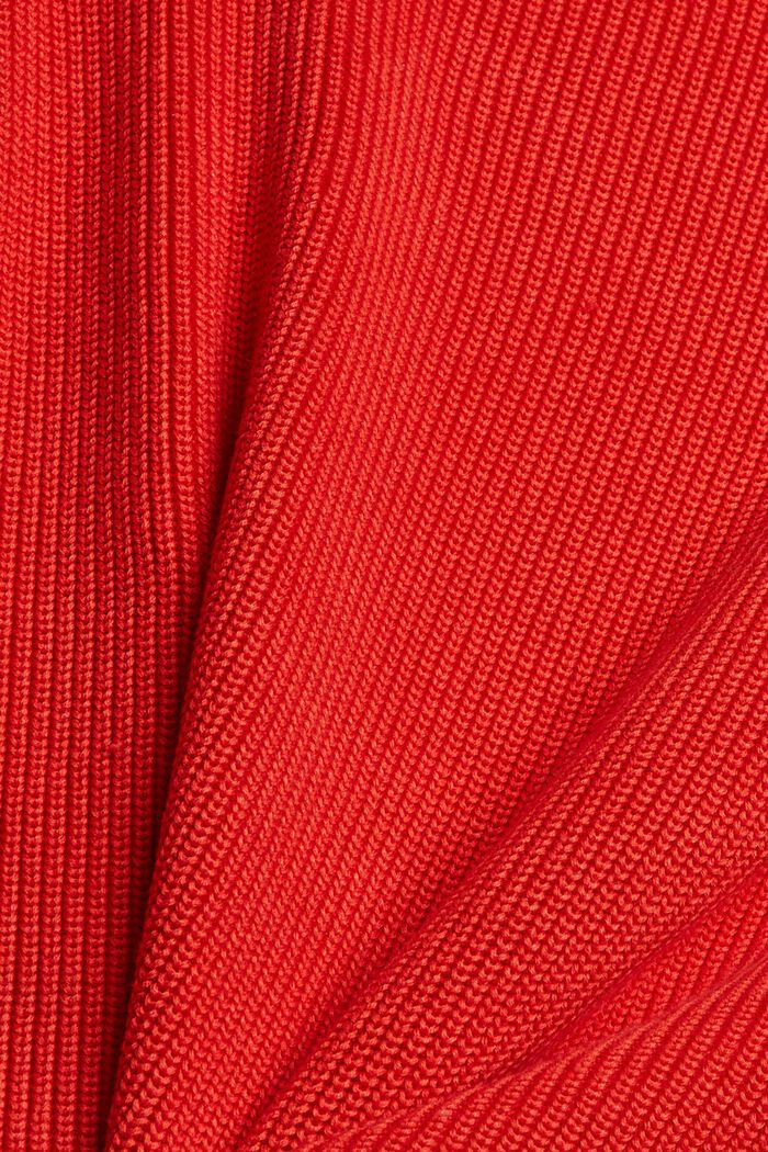 Jersey de punto en canalé con detalle en los hombros, ORANGE RED, detail image number 4