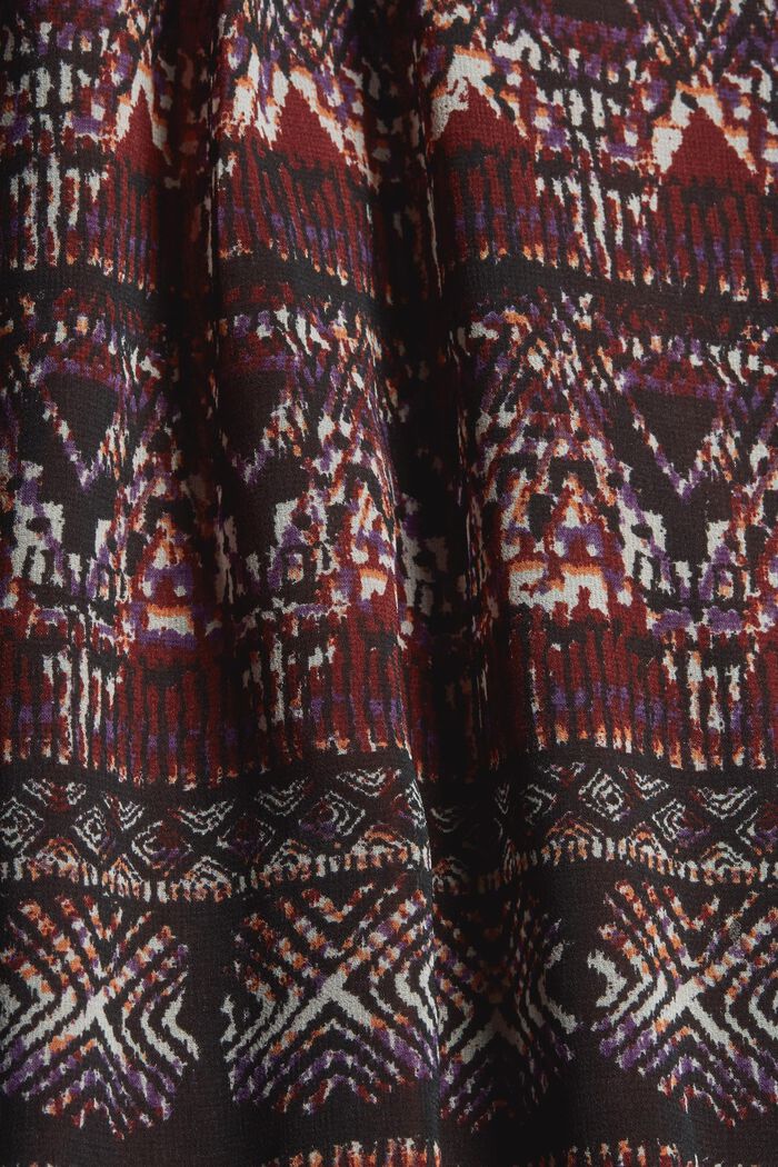 Reciclado: Vestido de gasa con estampado étnico, GARNET RED, detail image number 1
