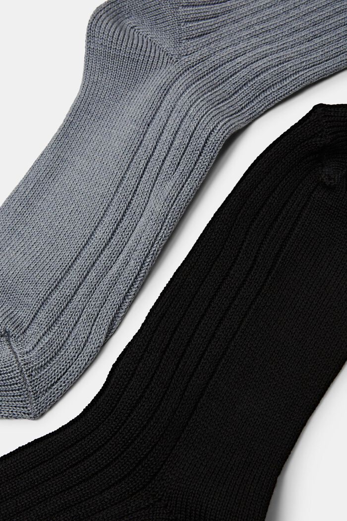 Pack de 2 pares de calcetines de punto acanalado, GREY/BLACK, detail image number 2