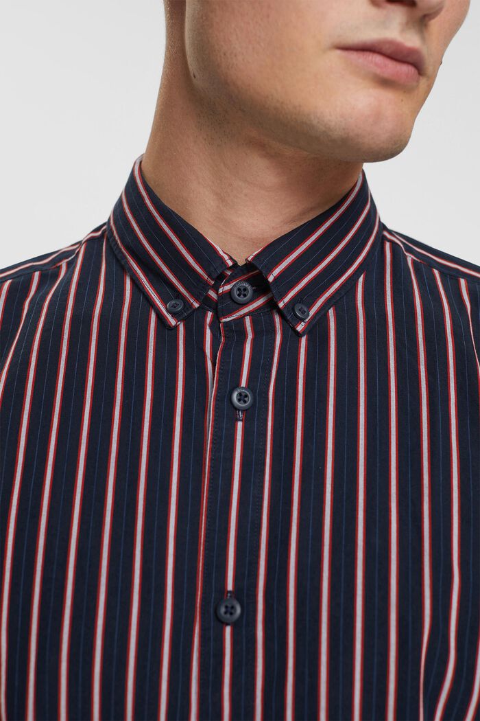Camisa de cuello abotonado con diseño a rayas, NAVY, detail image number 0