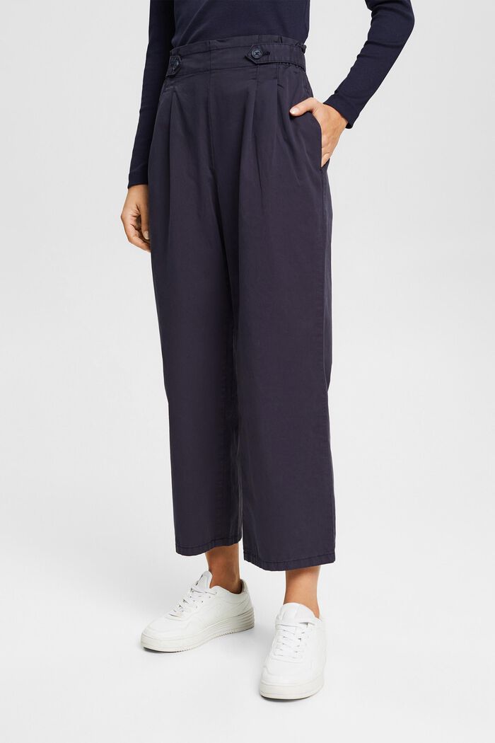 Pantalón tobillero con cintura elástica, 100% algodón, NAVY, overview