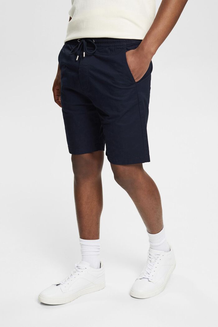 Pantalones cortos con cintura elástica, algodón ecológico, NAVY, detail image number 0
