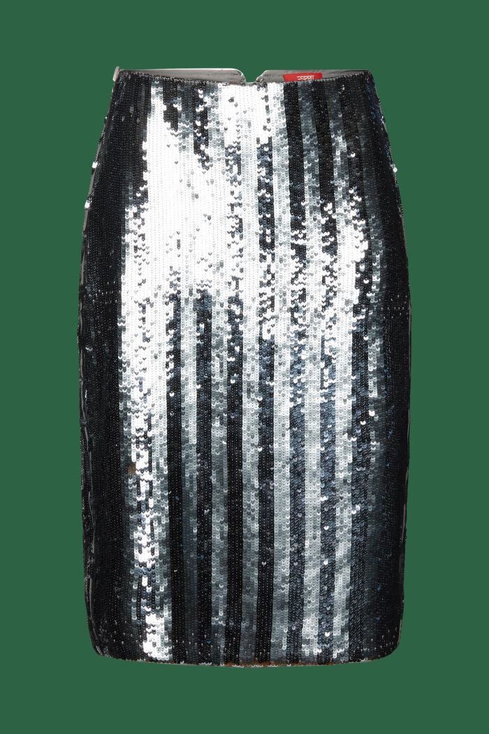 Falda midi con lentejuelas, SILVER, detail image number 6
