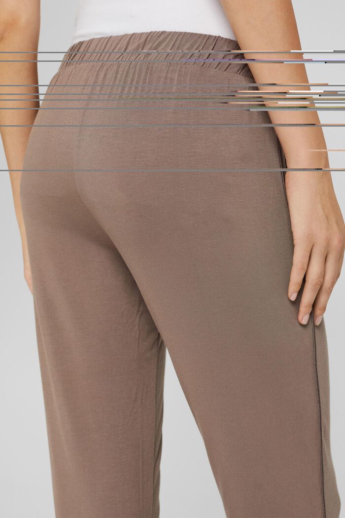 Pantalón de pijama con detalles de satén, LENZING™ ECOVERO™, TAUPE, detail image number 2