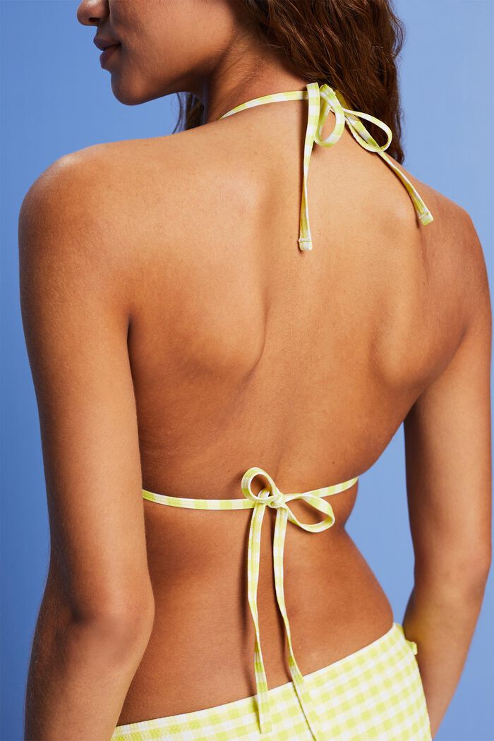 Top de bikini con relleno y tirantes al cuello, LIME YELLOW, detail image number 3