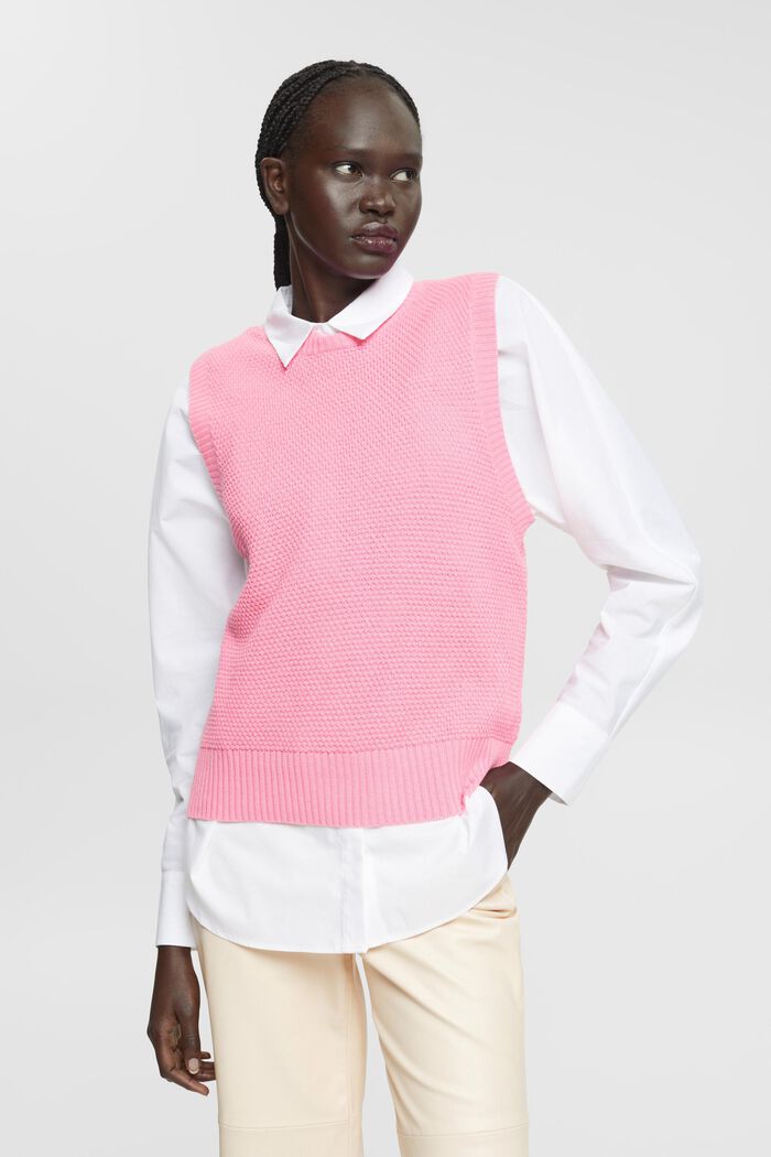 Jersey sin mangas, mezcla de algodón, PINK, detail image number 0
