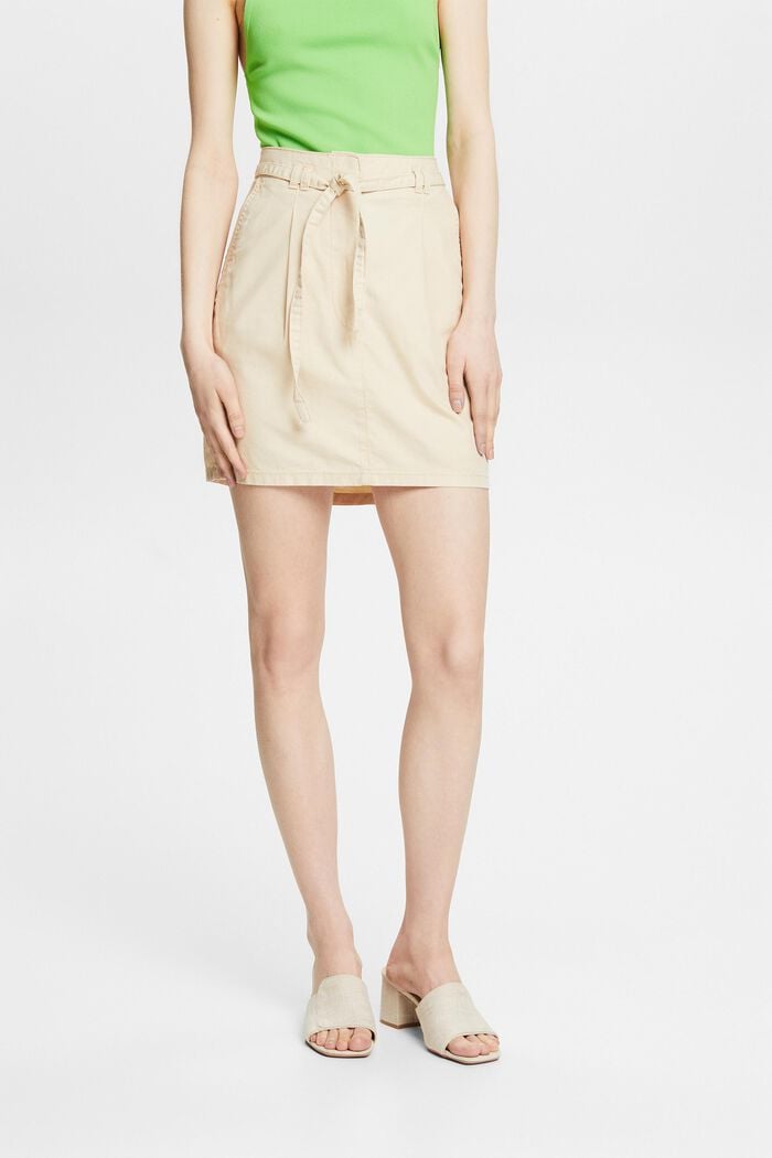 Minifalda estilo chino con cinturón, CREAM BEIGE, detail image number 0