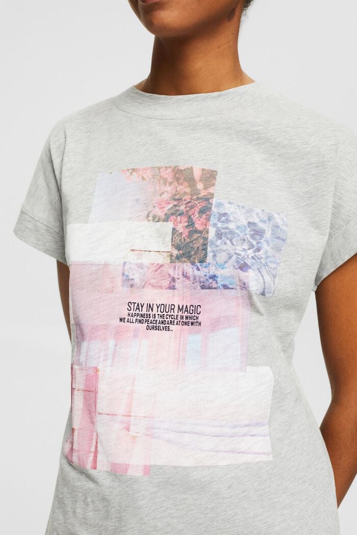 Camiseta confeccionada en algodón ecológico con estampado, MEDIUM GREY, detail image number 2